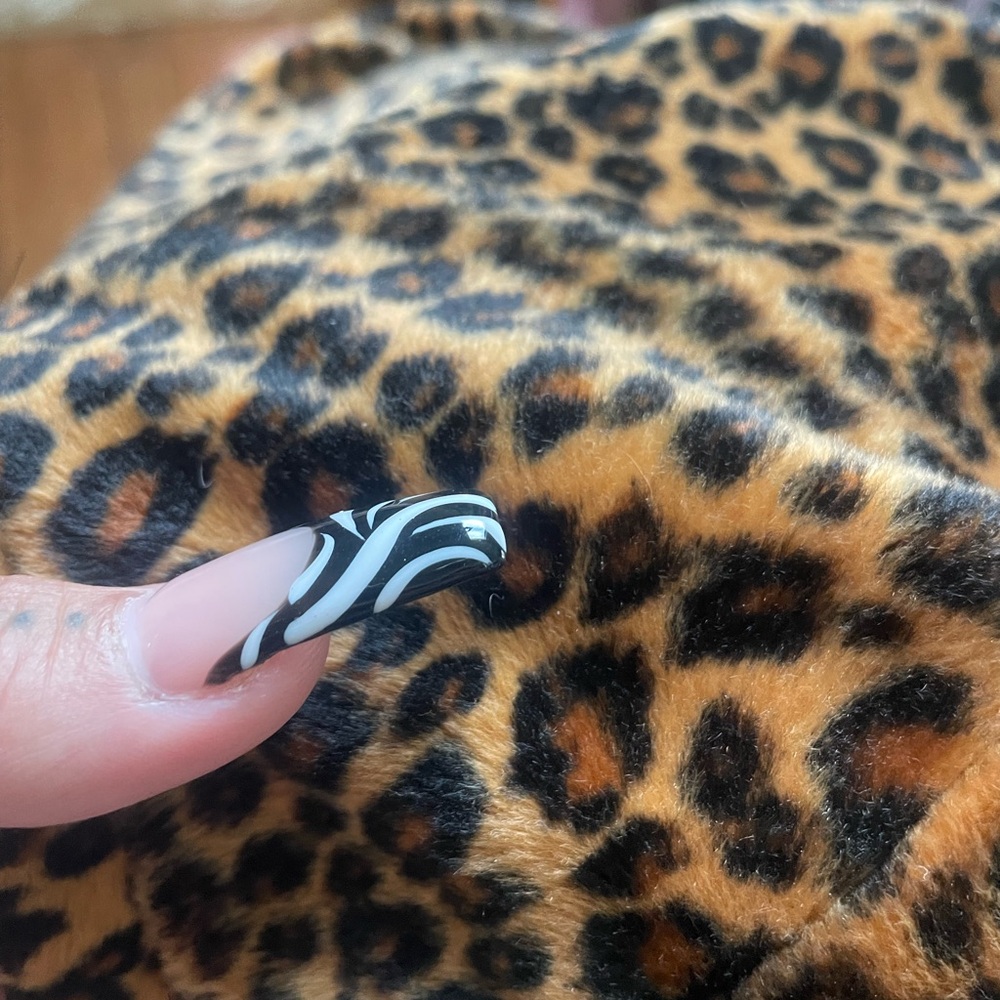 Y2k Cheetah Leopard Print Fuzzy Shoulder Tie Bag - image 4